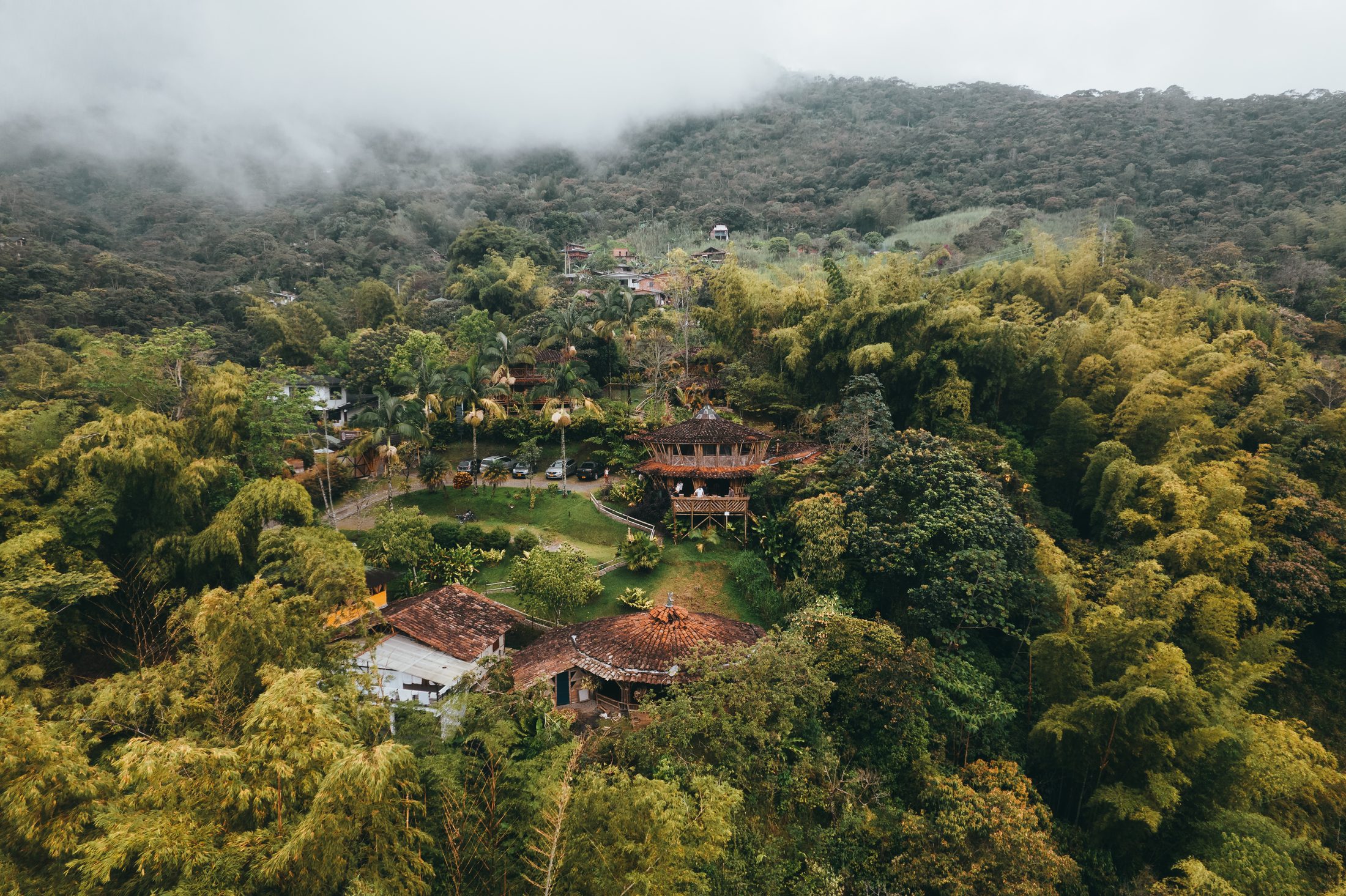 Panoramic view of Tierra de Agua: the eco-reserve nestled in the misty highlands of Cocorná